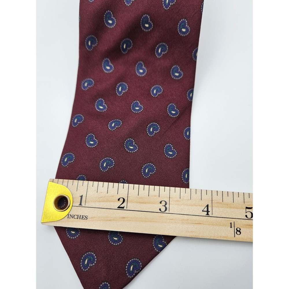 Robert Talbott Nordstrom Burgundy Paisley Silk Tie Hand Sewn Made in USA 3.25" - Picture 2 of 6
